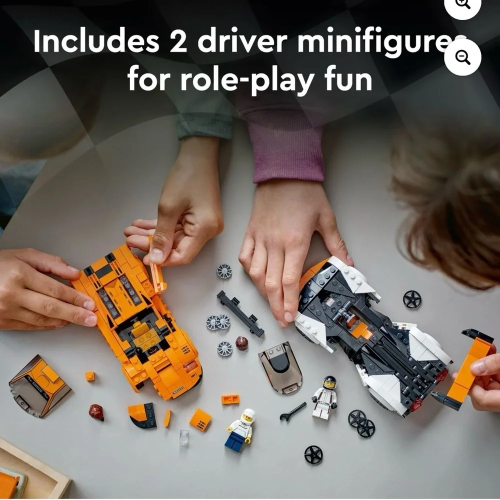 Lego Speed Champions McLaren Orange and White Race Cars